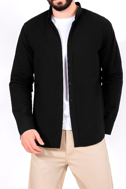 Men`s Gabardine Shirt - Black