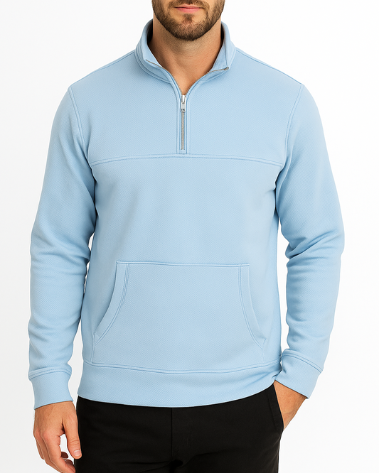 Men's Textured Half-Zip Sweatshirt with Front Pocket