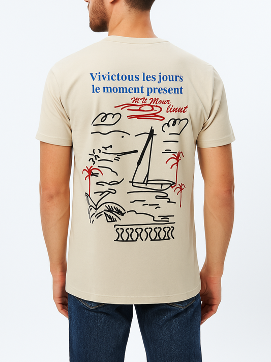 Men`s Printed T-Shirt – Beige