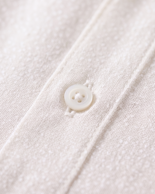 Men's Fashion Short Sleeve Linen Shirt -White