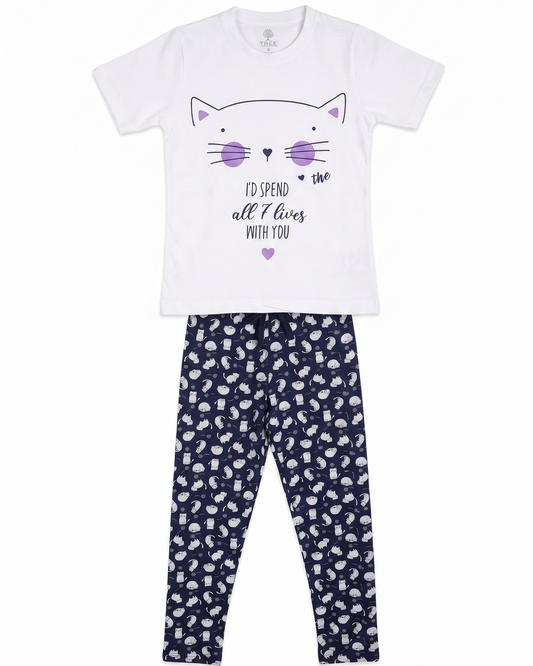 Woman's printed pajamas-White