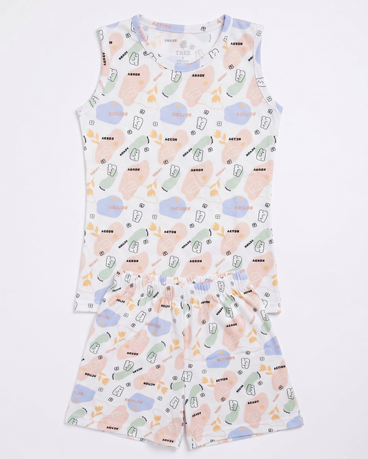 Woman's printed pajamas-White