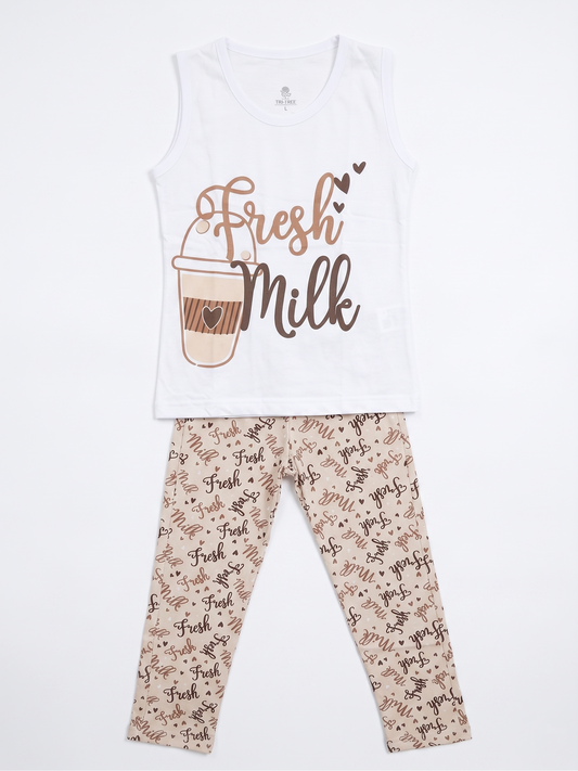 Woman's printed pajamas-White