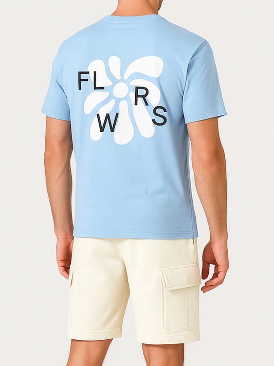 Men`s Printed T-Shirt – Light Blue