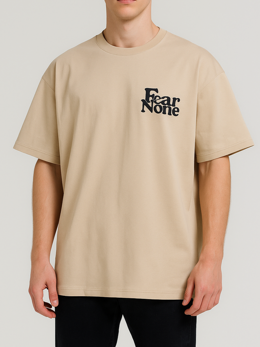 Men's T-Shirt Printed Over Size - Beige