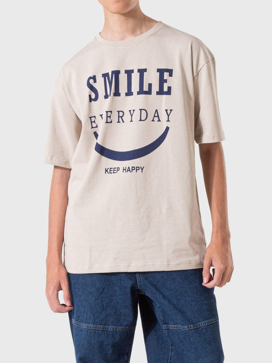 Men's T-Shirt Printed Over Size - Beige