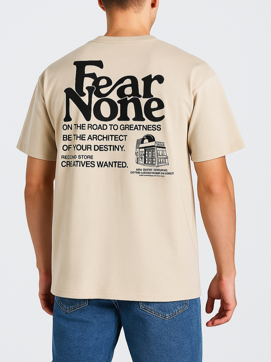 Men's T-Shirt Printed Over Size - Beige