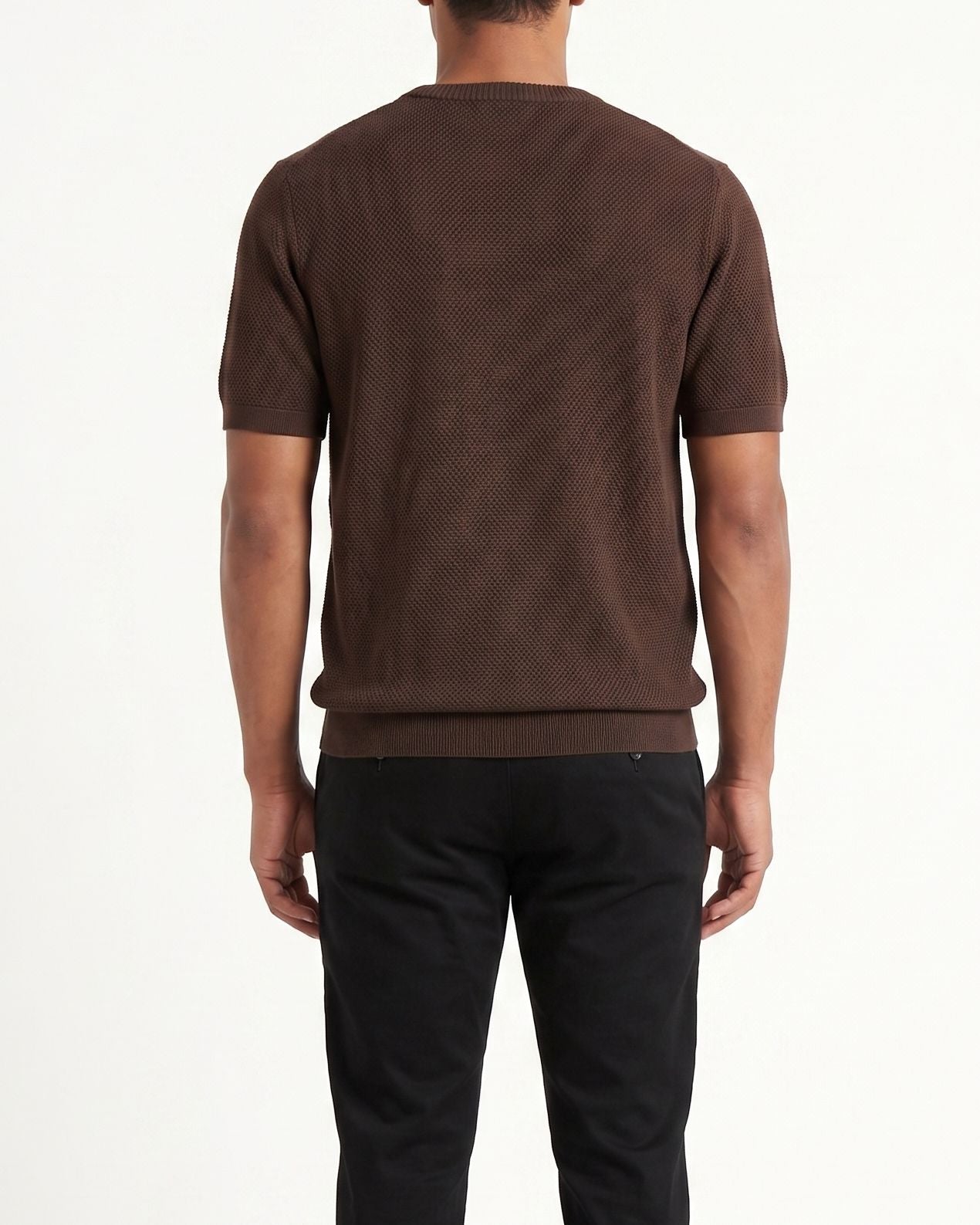 Men's short sleeve textured knit t-shirt with crew neck