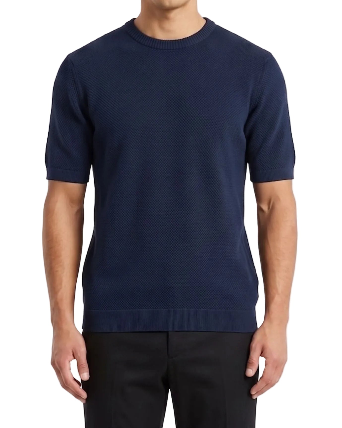 Men's short sleeve textured knit t-shirt with crew neck