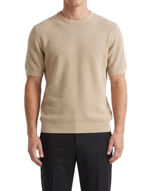 Men's short sleeve textured knit t-shirt with crew neck