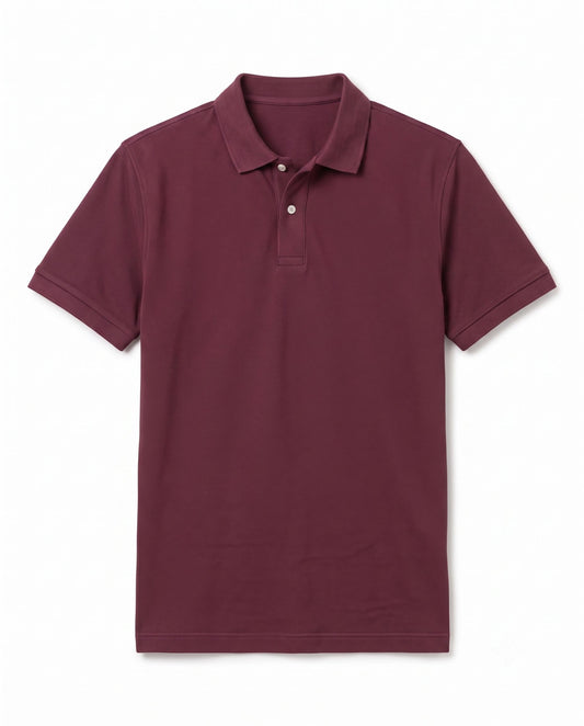 Men’s Burgundy Piqué Polo Shirt – Regular Fit