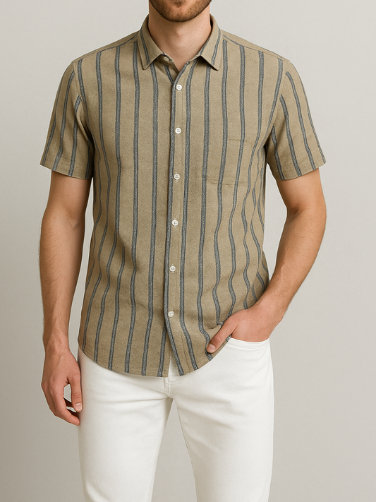 Men’s Shirt Half Sleeve Fashion - Beige