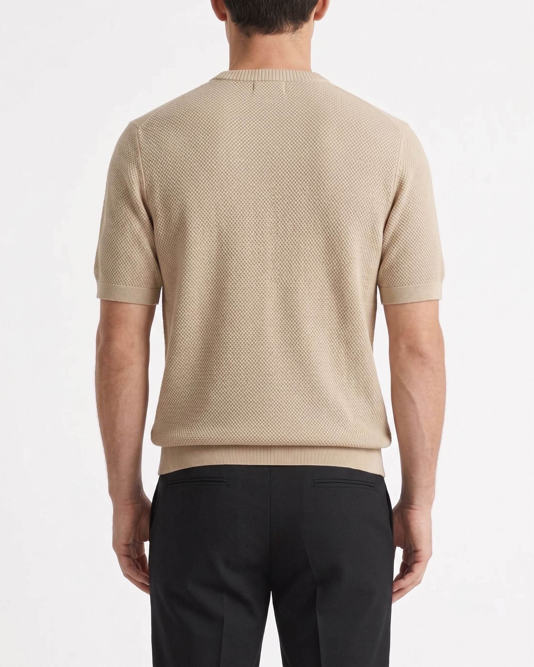 Men's short sleeve textured knit t-shirt with crew neck