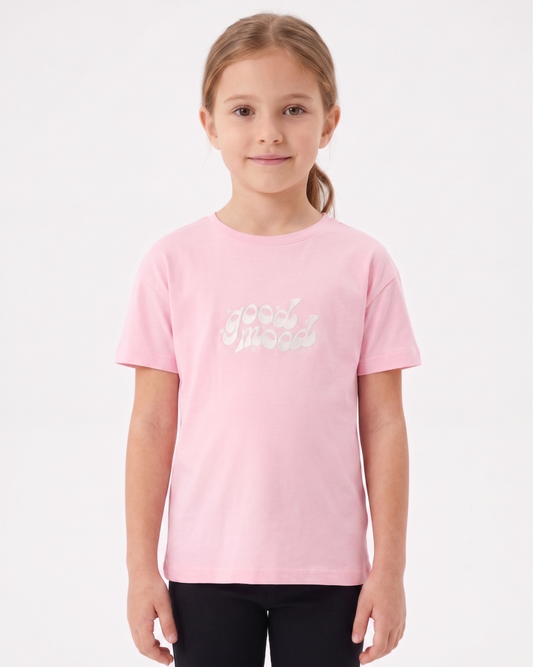 Girls' printed t-shirt with Short Sleeve - Pink