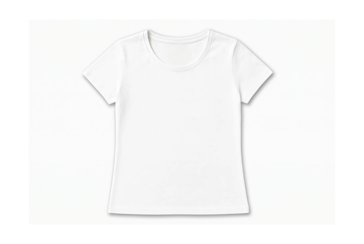Women's basic off-white half-sleeve t-shirt made of stretch cotton blend from TREE
