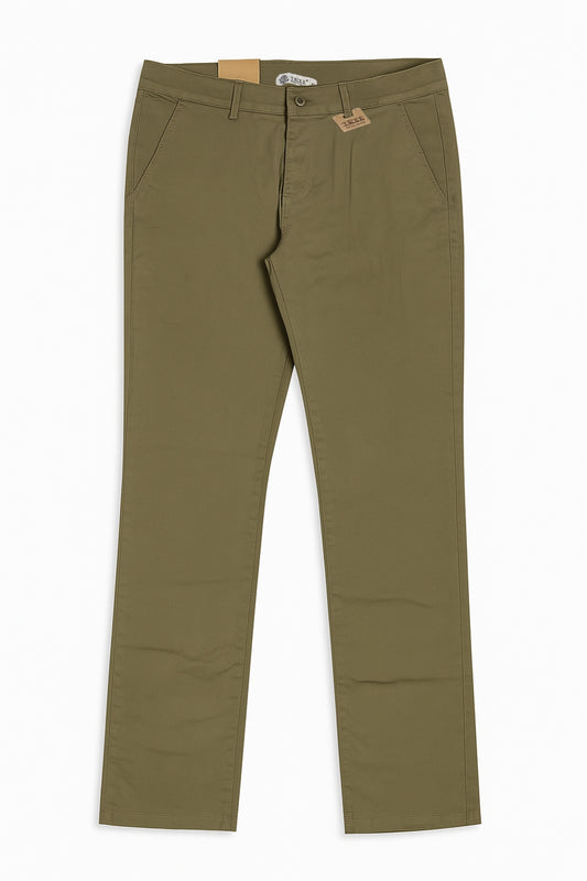 Men`s Gabardine Pants Straight Fit  With Side Pockets Olive