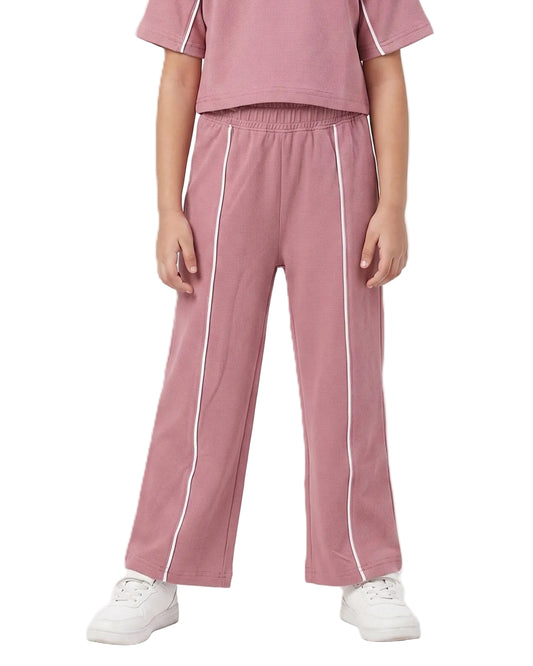 Girls' wide-leg pants with elastic waist in mauve and pink by TREE
