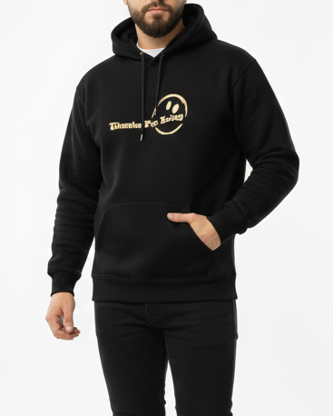 Men's Printed Hoodie Sweatshirt Oversize - black