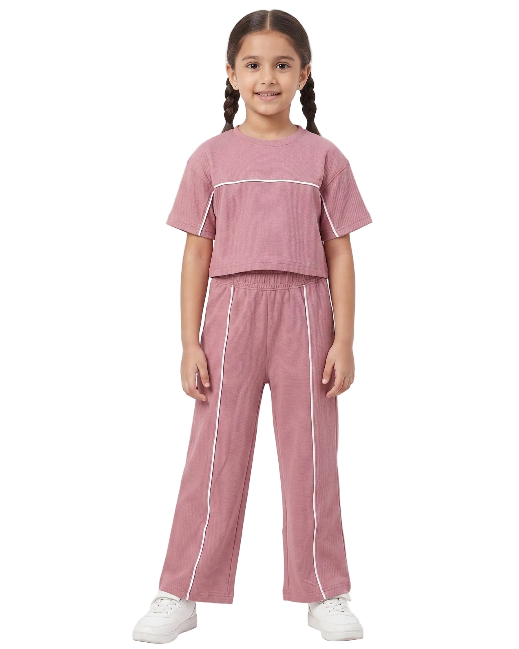 Girls' casual short sleeve t-shirt in mauve and pink by TREE