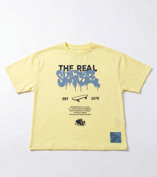 Boy`s Printed T-Shirt – Over Size-Short Sleeve- Yellow
