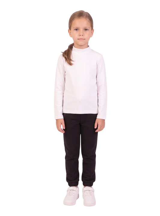 Young girl wearing white long-sleeve high-neck basic top from TREE