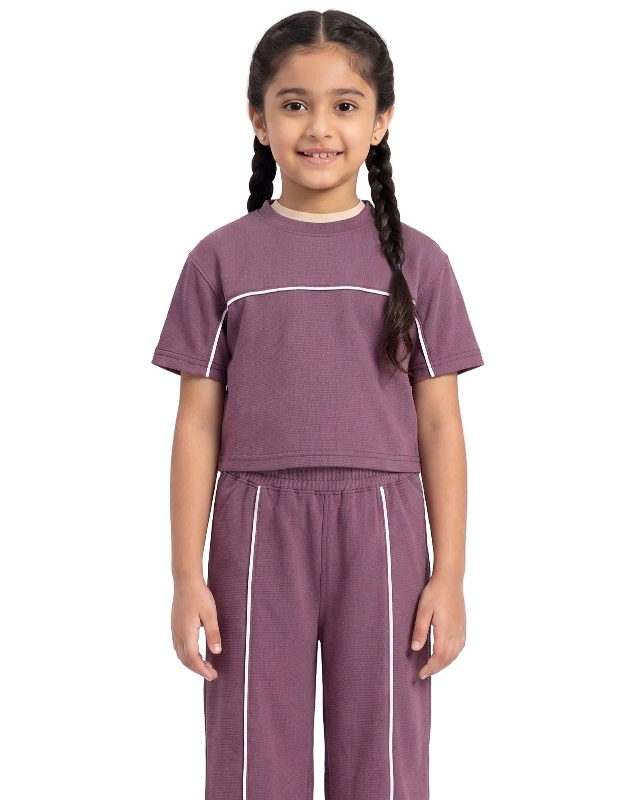 Girls' casual short sleeve t-shirt in mauve and pink by TREE