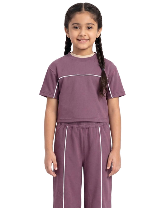 Girls' casual short sleeve t-shirt in mauve and pink by TREE