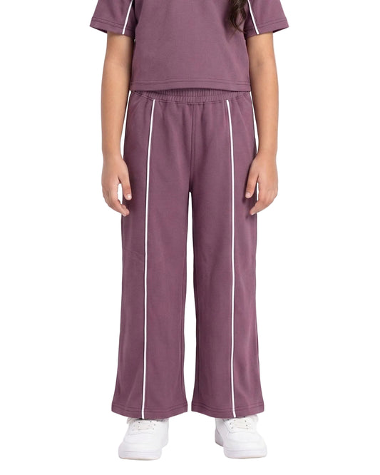 Girls' wide-leg pants with elastic waist in mauve and pink by TREE