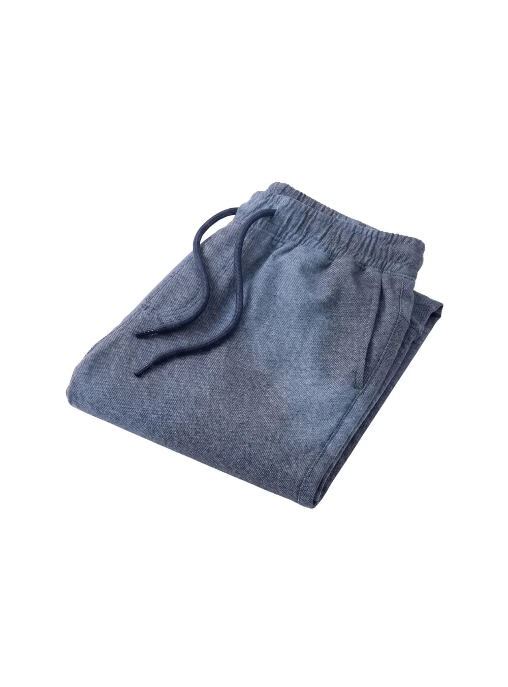 Folded men's casual navy textured shorts.