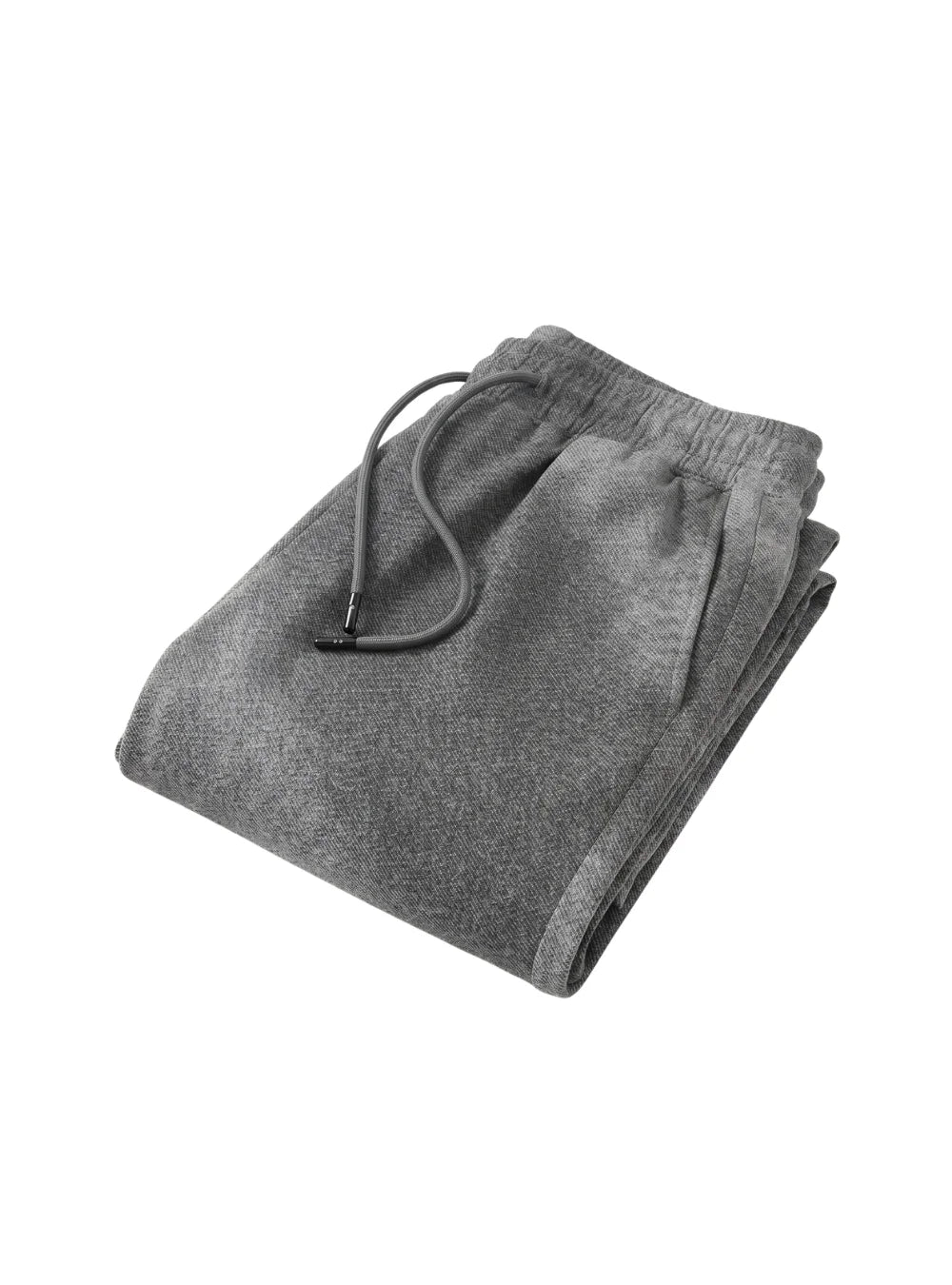 Folded men's casual grey textured shorts.