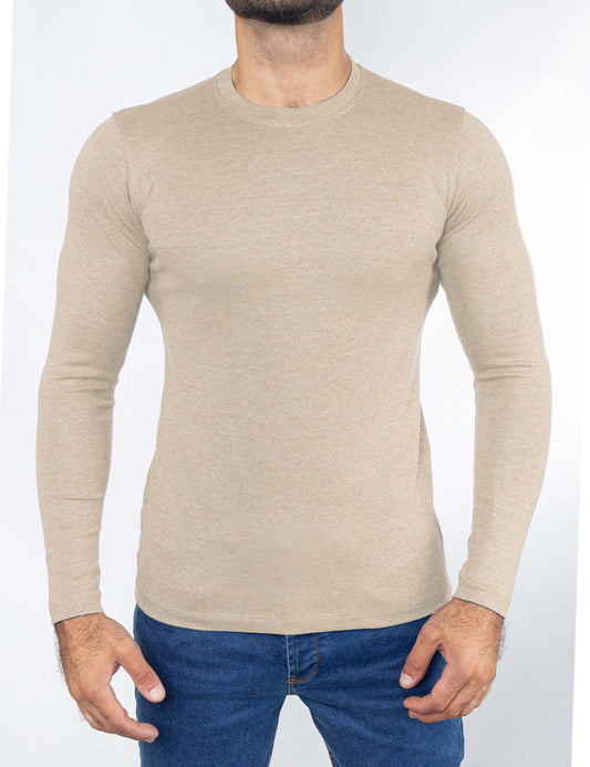 Men’s Basic crew neck T-shirt with sleeves Beige