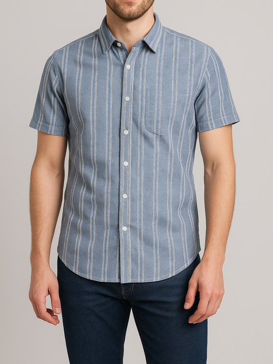 Men’s Shirt Half Sleeve Fashion - Light Blue