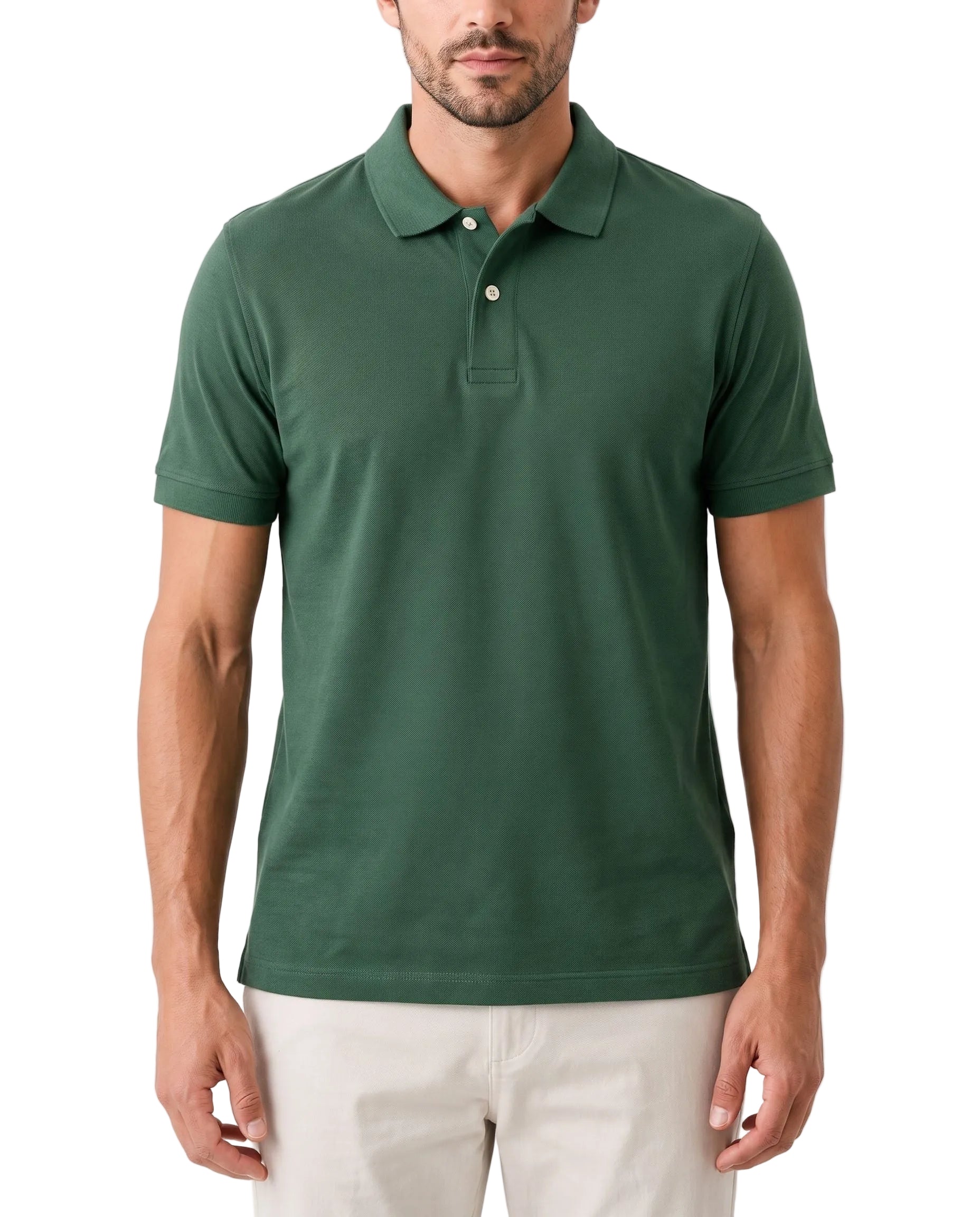Men’s olive textured piqué polo shirt with a regular fit by TREE