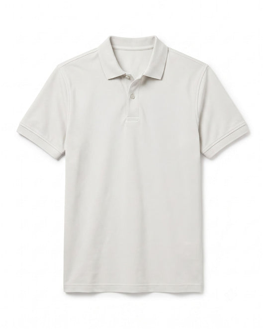 Men’s White Textured Piqué Polo Shirt – Regular Fit