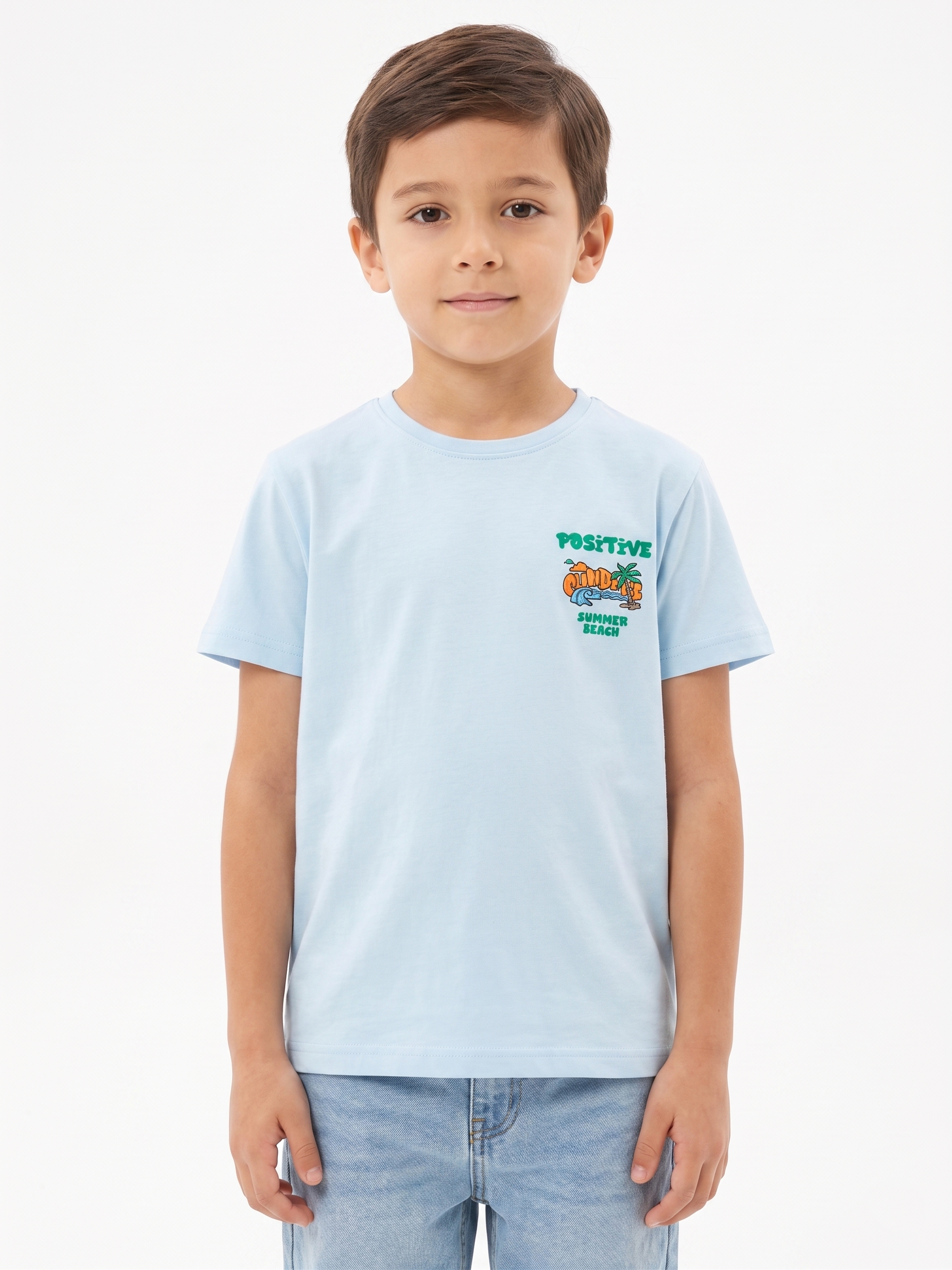 Boy's Printed T-Shirt – Short Sleeve - Light Blue