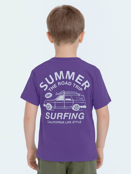 Boy`s Printed T-Shirt – Short Sleeve -Purple