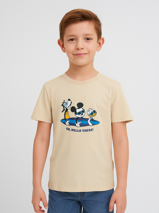 Boys’ T-Shirt Print – Beige