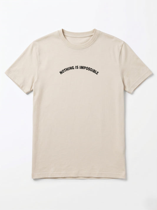 Men`s Printed T-Shirt – Beige