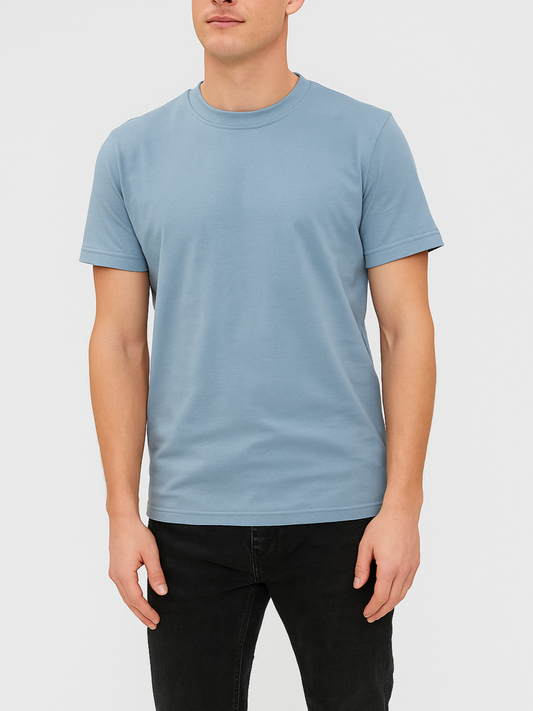 Men's T-Shirt Basic Round Neck Light Blue