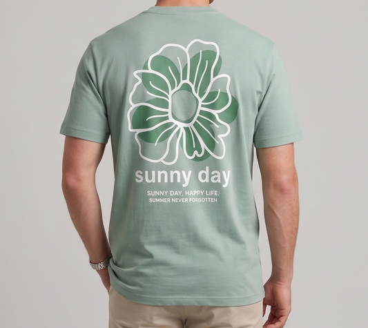 Men's Mint Green Slim Fit Printed T-Shirt  | TREE