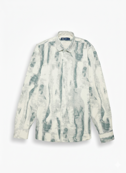 Men's printed gabardine long-sleeved shirt - Genzari