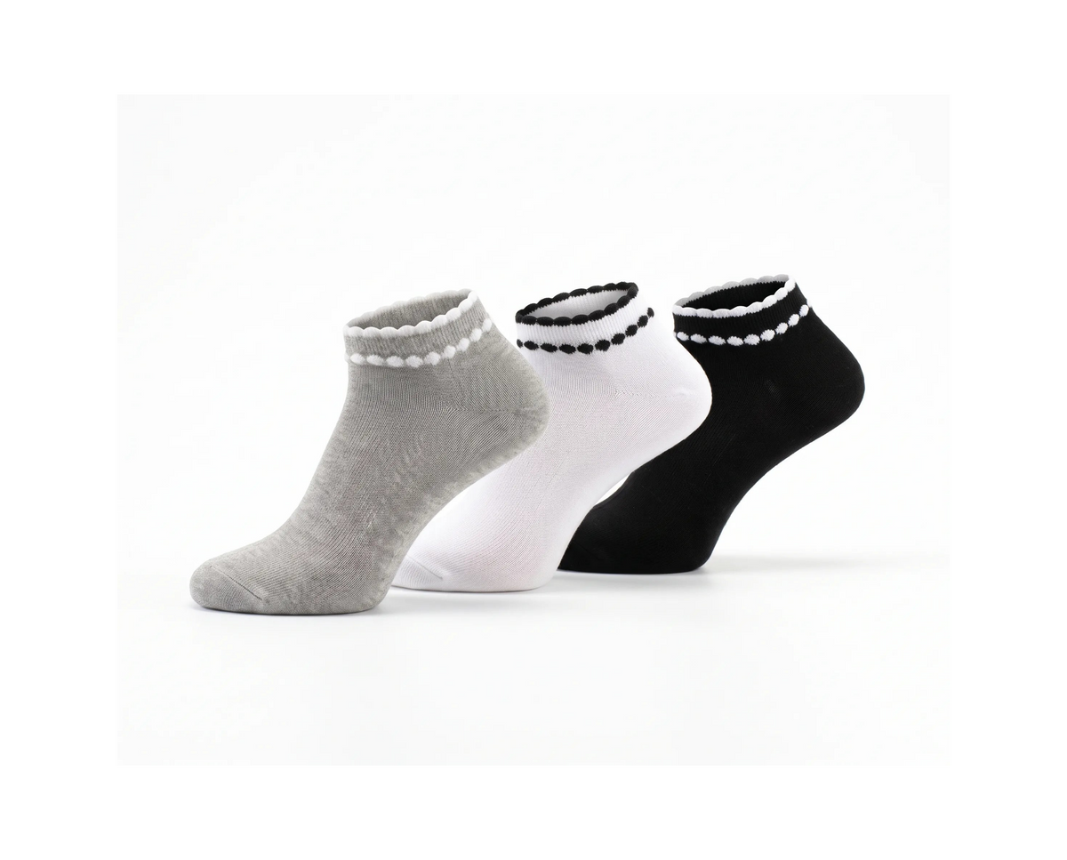  Women’s Lycra Socks 3-Pack in black, white and grey colors made of 80% cotton from TREE
