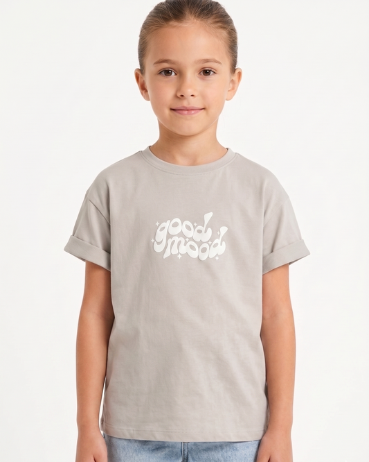 Girls' printed t-shirt with long sleeves - Silver