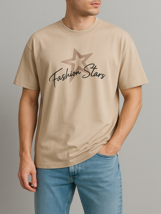 Men's T-Shirt Printed oversize - Beige
