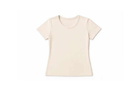 Women's basic off-white half-sleeve t-shirt made of stretch cotton blend from TREE