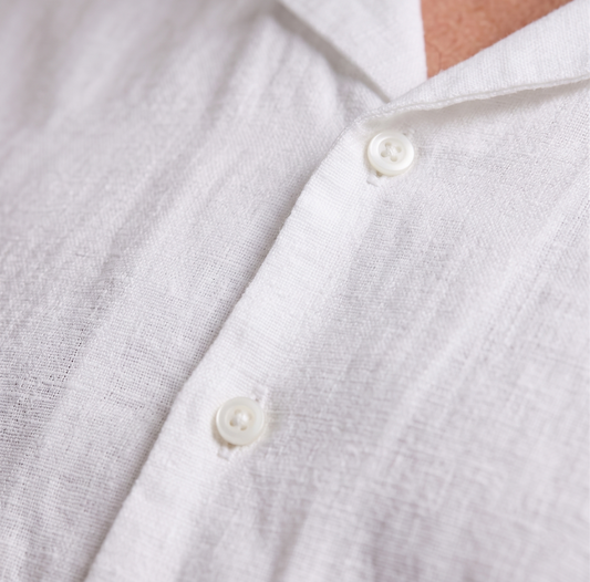 Men's Fashion Short Sleeve Linen Shirt -White