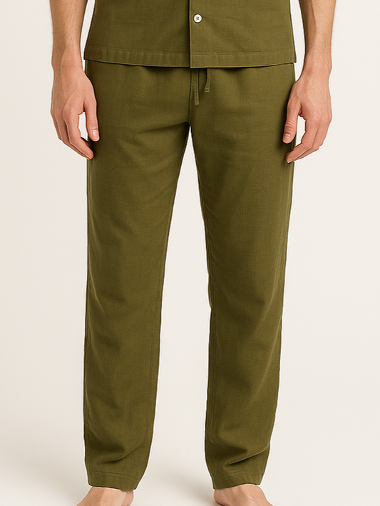 Men's linen trousers - Olive