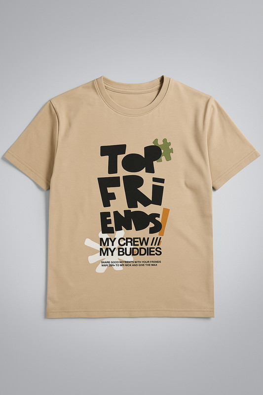 Boy’s T-Shirt Printed Over Size - Beige