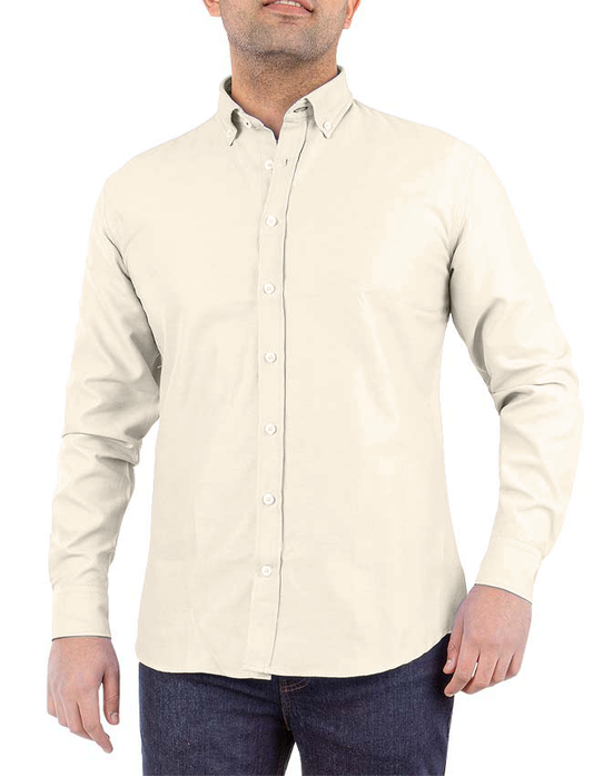 Men's Oxford Shirt With Sleeves - Beige