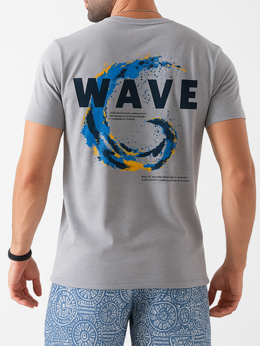 Men`s Printed T-Shirt – Short Sleeve -Silver
